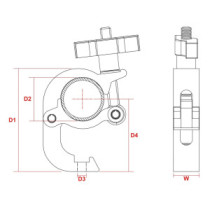 BeamZ BC50B-250Q Kampóbilincs, fekete, fénytartó (48 - 51 mm csőhöz) 250 kg