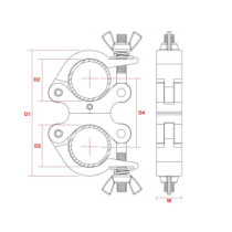 BeamZ BC50B-200D Dupla Bilincs,fekete, fénytartó (48 - 51 mm csőhöz) 200 kg