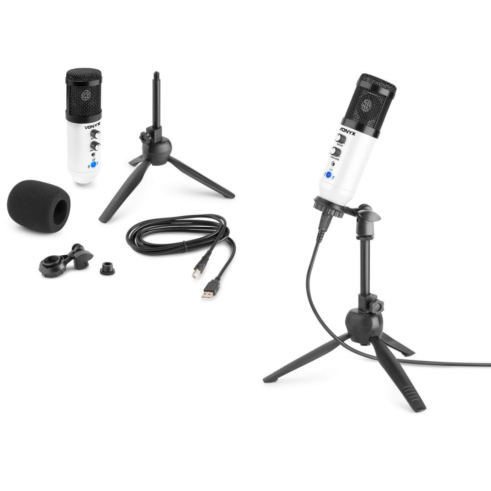 Vonyx CM320W stúdió mikrofon fehér+USB +visszhang effekt