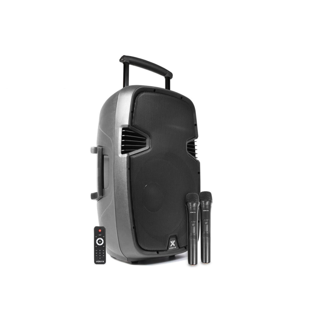 Vonyx PA-915 (15") 700W akkumulátoros hordozható hangfal (2xMik + MP3 + Bluetooth)