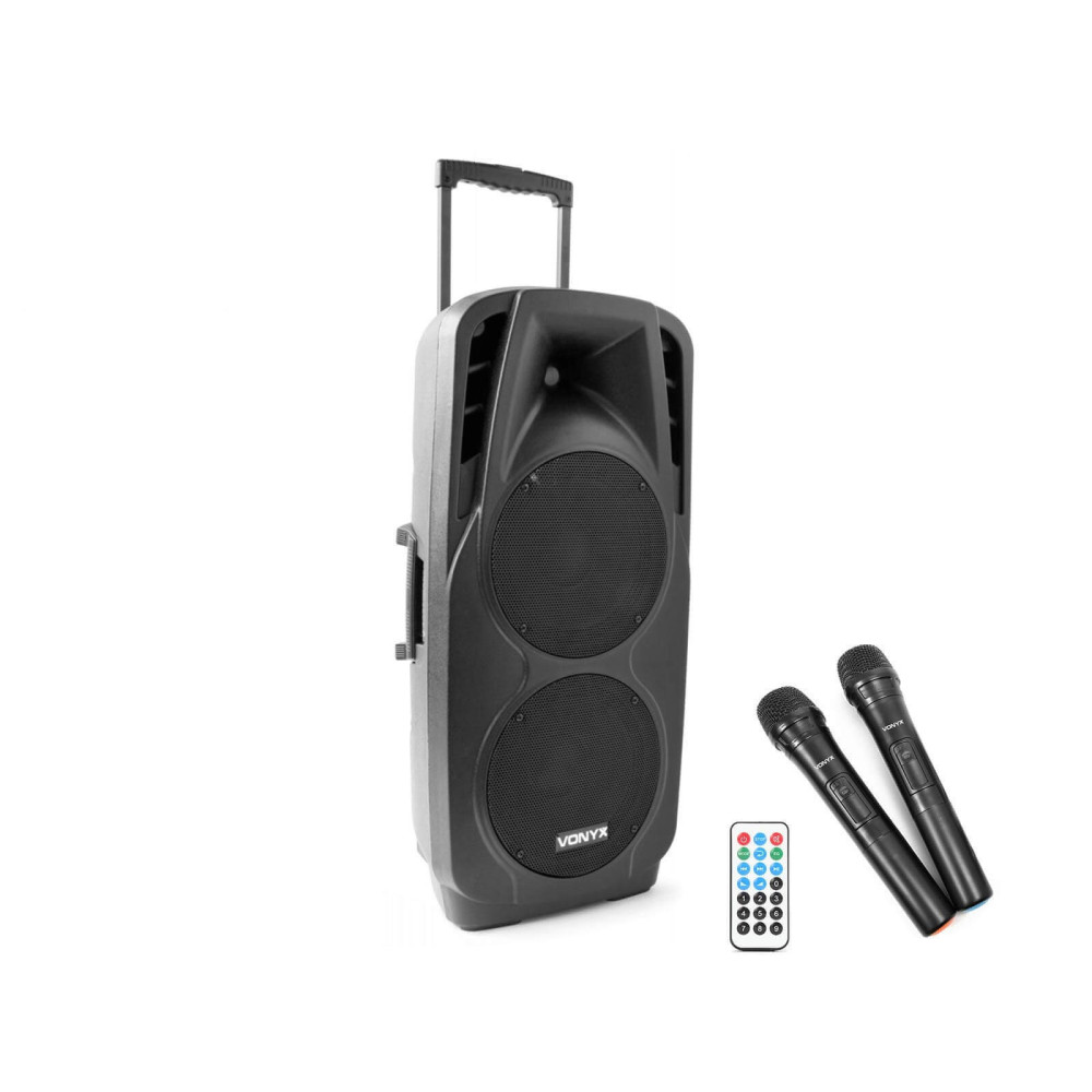 Vonyx SPX-210ACCU (2x 10") 500W akkumulátoros hordozható hangfal (2xMik + MP3 + FM + Bluetooth)