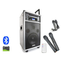 Vonyx ST-100 (8") 250W akkumulátoros hordozható hangfal (3xMik + MP3 + Bluetooth+ CD)
