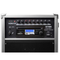Vonyx ST-100 (8") 250W akkumulátoros hordozható hangfal (3xMik + MP3 + Bluetooth+ CD)