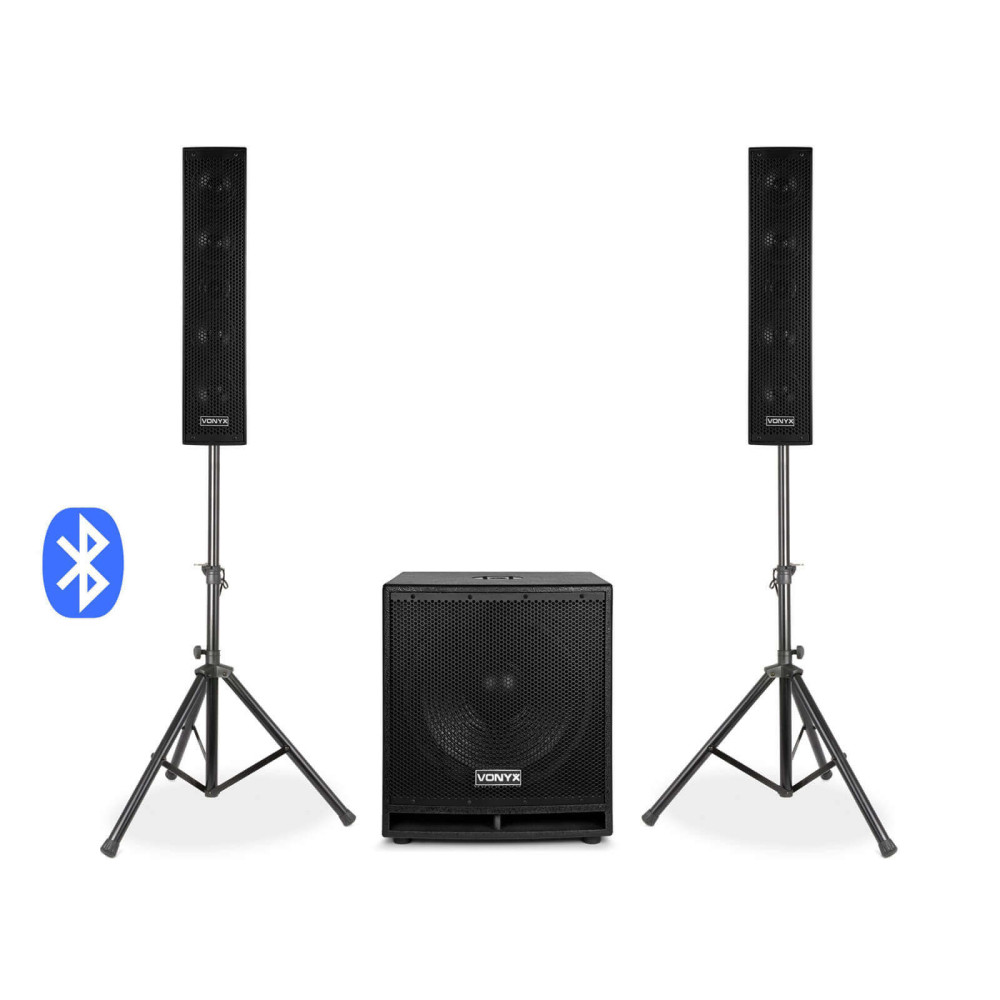Vonyx VX880BT 2.1 aktív hangfal szett 1000W + 1x Mikrofon + Állvány (MP3 + BLUETOOTH)