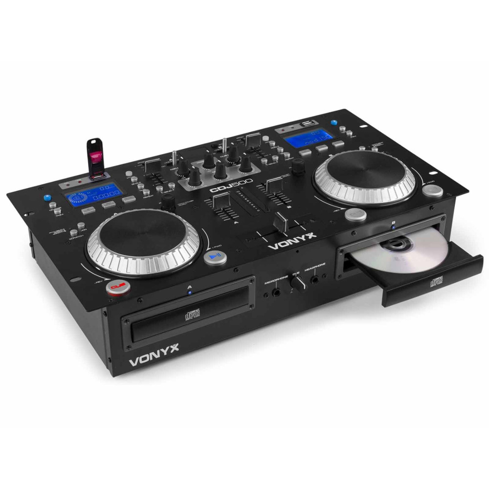 Vonyx CDJ500 dupla CD/USB/BT DJ Keverő, erősítő + Lejátszó