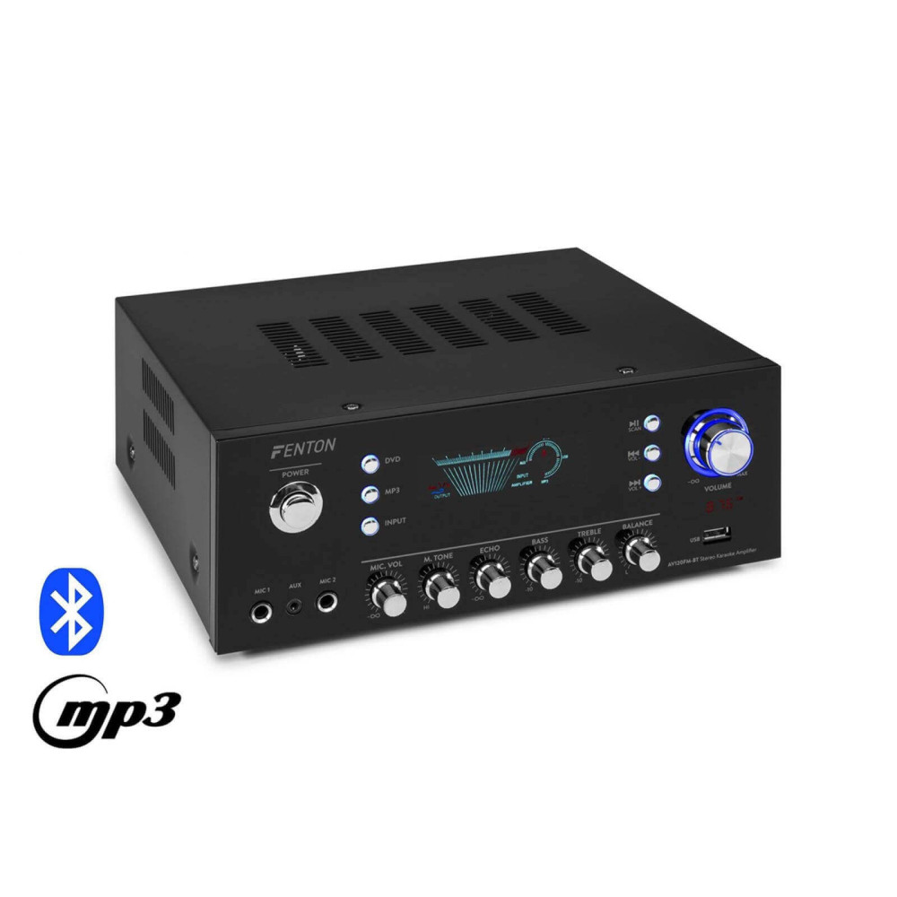 Fenton AV120FM-BT USB/BT karaoke hifi erősítő 2x120W (ventilátor hűtés)