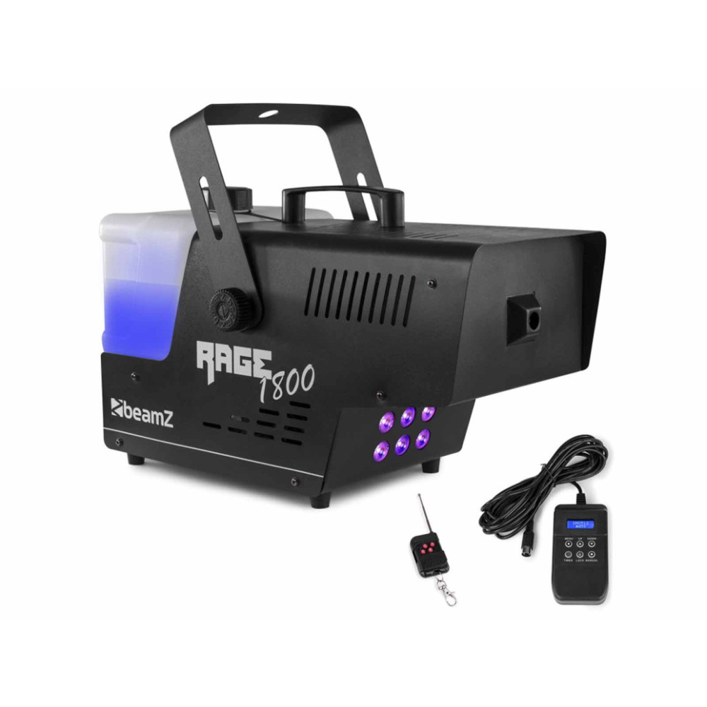 BeamZ Rage 1800LED DMX füstgép (1800W) + digitális vezérlő + távirányító + 6x4W RGB-UV LED