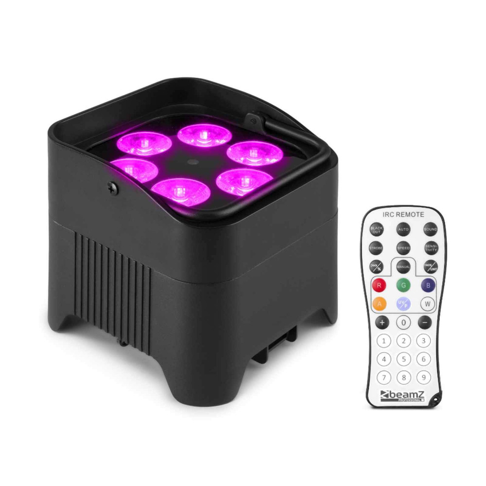 BeamZ BBP96S 6x 12W 6-in-1 RGBAW-UV LED lámpa, DMX, akkumulátor, 9 órás üzemidő
