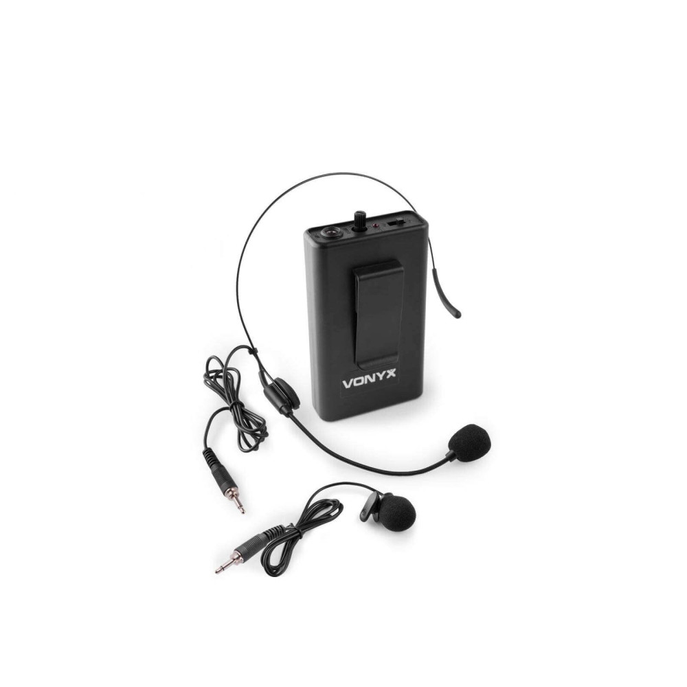 Vonyx BP12 UHF Pack (864,500 MHz) Zsebadó + Fekete fejmikrofon + Csíptetős mikrofon