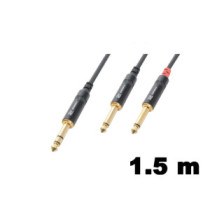 PD Connex CX76-1,5 sztereo jelkábel (6,3 mm Jack - 2×6,3 mm Jack) - (1,5 m)