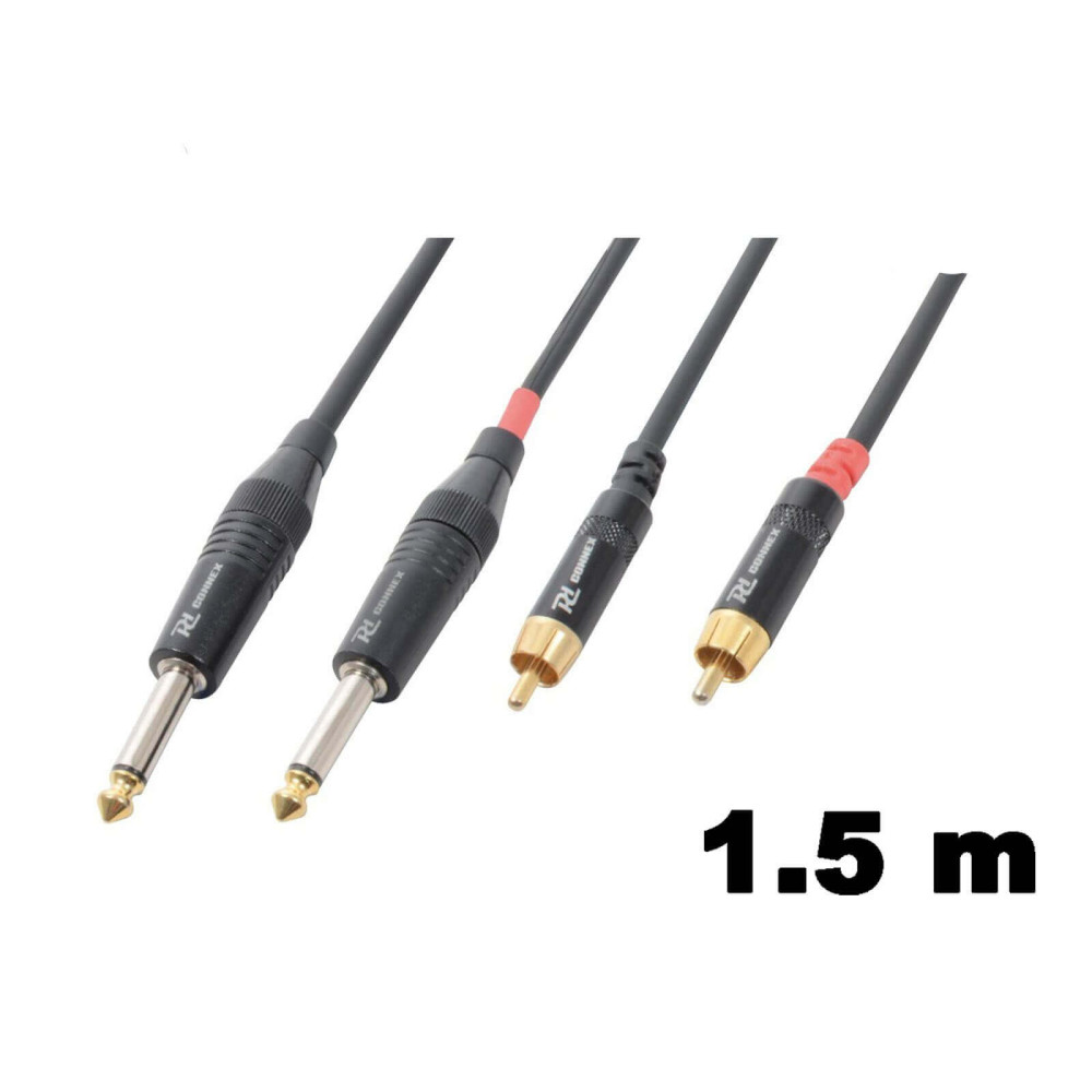 PD Connex CX74-1,5 sztereo jelkábel  (2×6,3 mm Jack - 2x RCA) - (1,5 m)