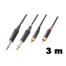 PD Connex CX74-3 sztereo jelkábel  (2×6,3 mm Jack - 2x RCA) - (3 m)