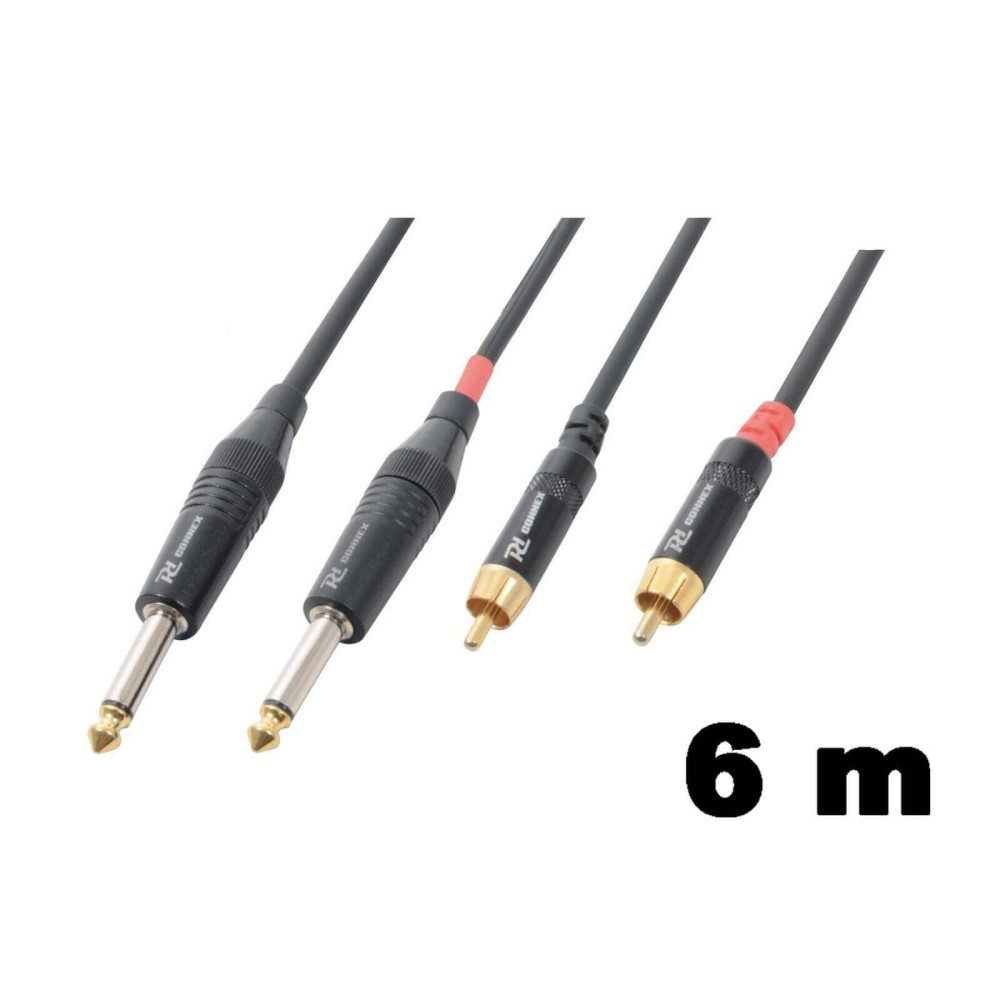 PD Connex CX74-6 sztereo jelkábel  (2×6,3 mm Jack - 2x RCA) - (6 m)