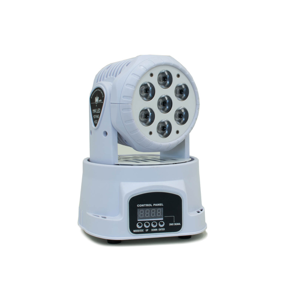 Thunder MHW-10W Wash Robotlámpa, 7X10W (QUAD Multicolor LED) Sound, DMX, Auto - FEHÉR