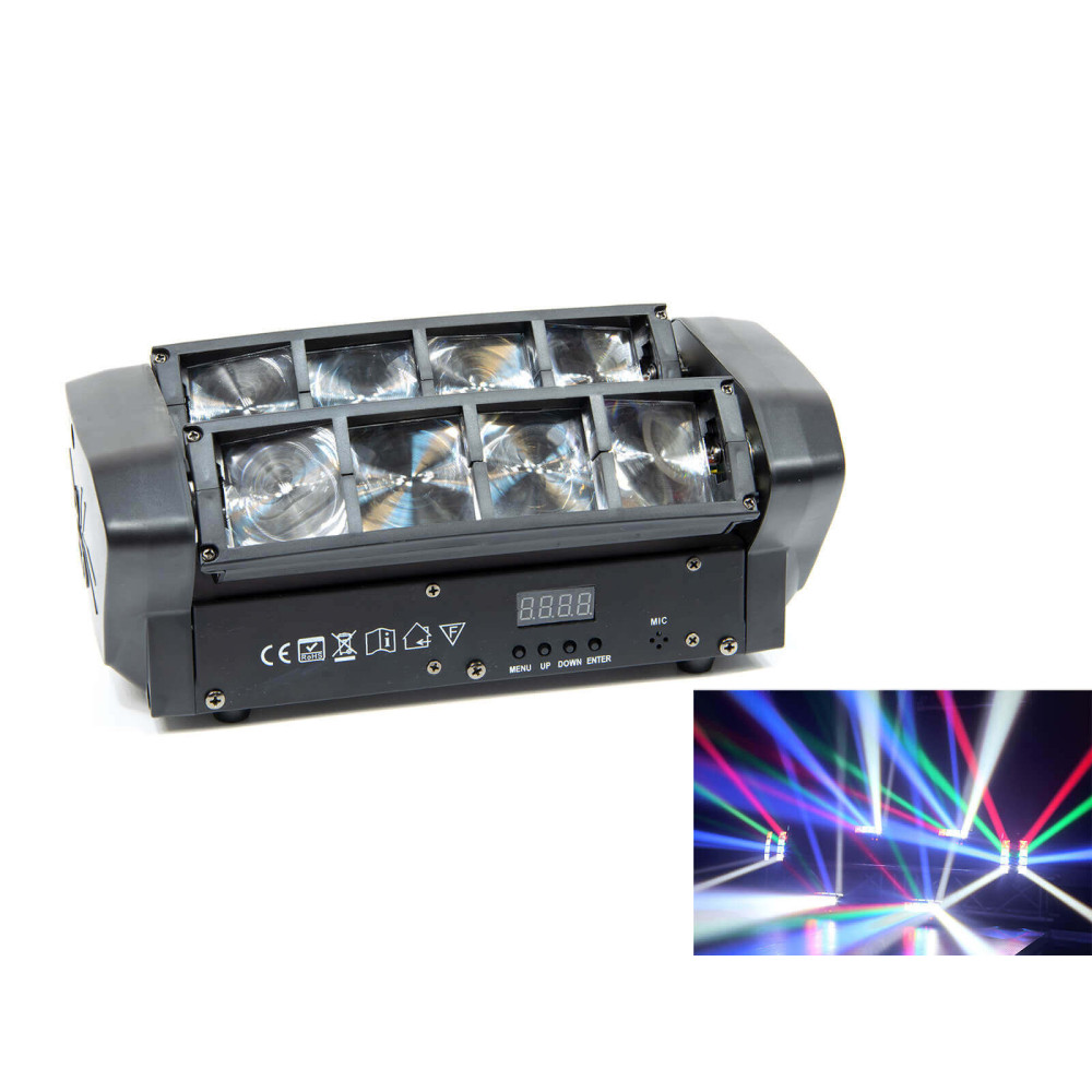 Thunder ZZD-08, 8x3W LED Spider fényeffekt, robotlámpa, DMX és hangvezérlés