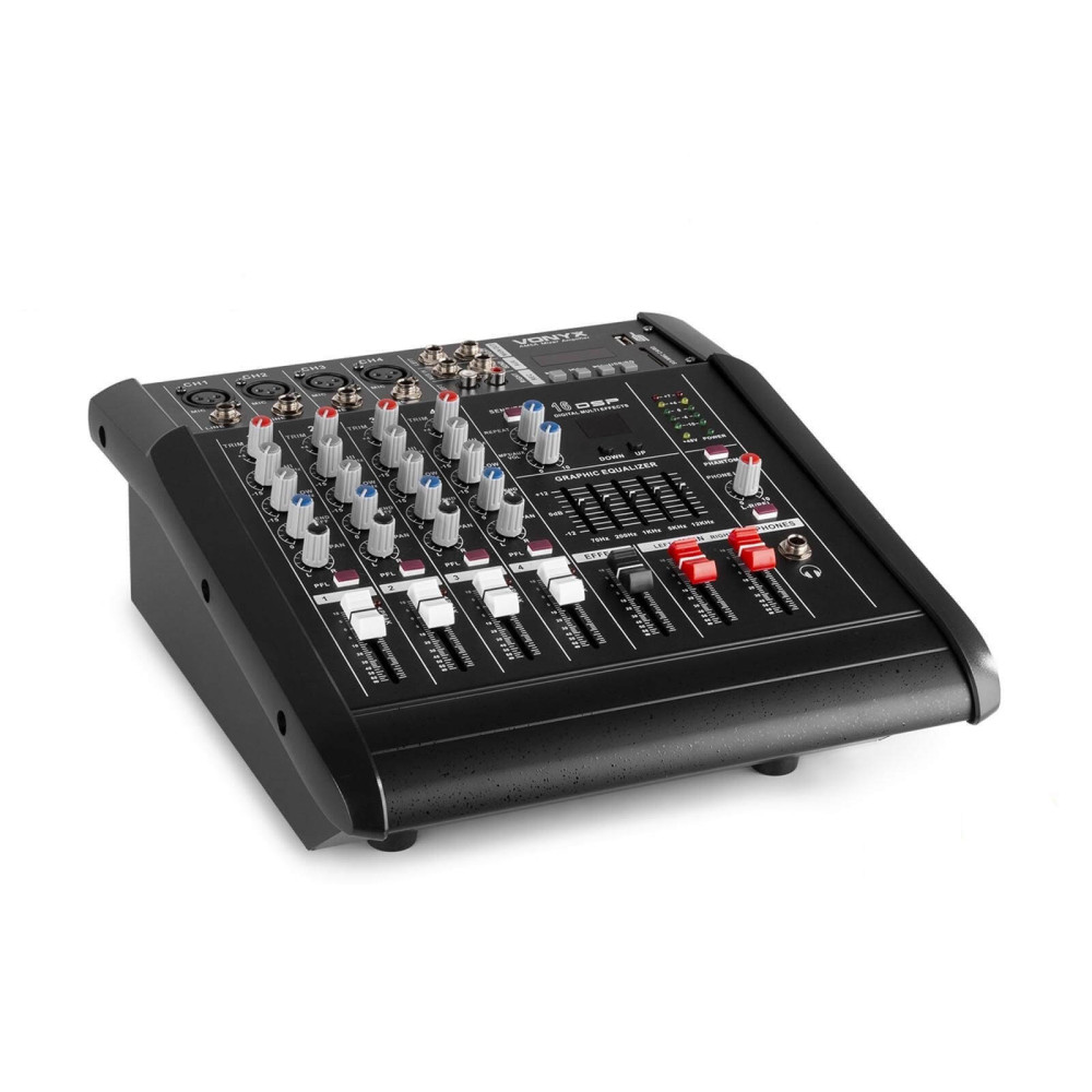 Vonyx AM5A 2x500W, 4 csatornás keverőerősítő + MP3 + Bluetooth + Effekt