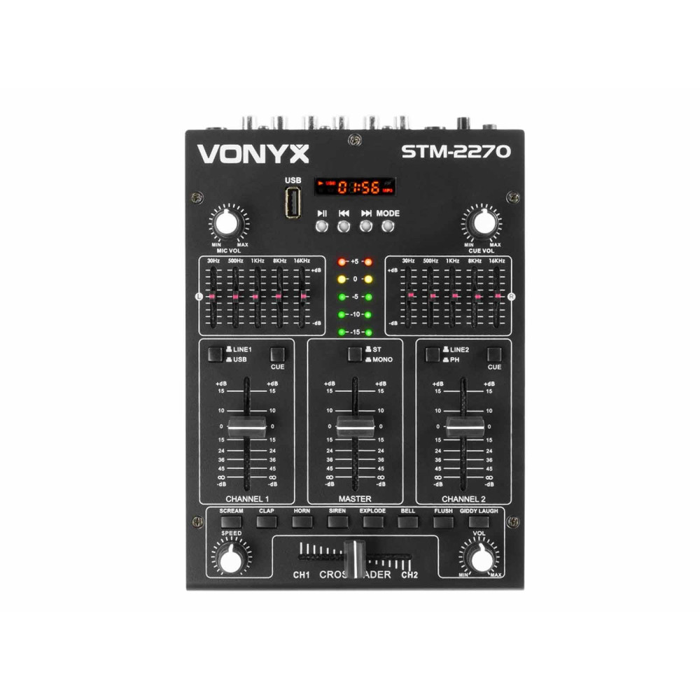 Vonyx STM-2270 4 csatornás DJ, karaoke keverő hangeffektekkel + USB/MP3/BT
