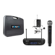 Vonyx WM82C UHF rádiós mikrofon (1 db KÉZI + 1 db CSÍPTETŐS + 1 db FEJ mikrofon) + Ko