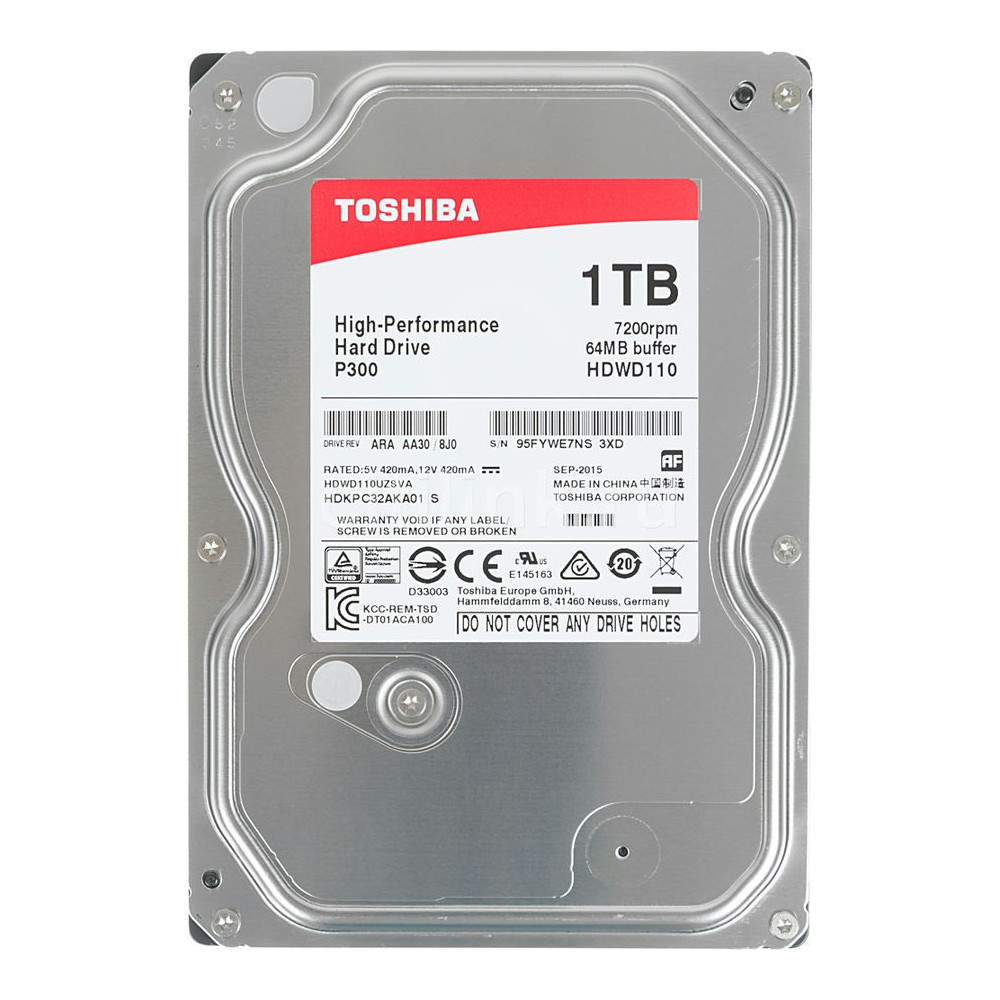 HDD3- 1TB Toshiba P300 7200 64MB SATA3 HDD Desktop Storage HDWD110UZSVA