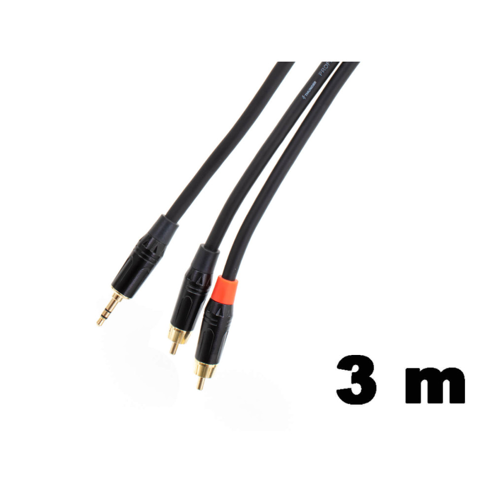 Thunder YC832-3 Sztereó jelkábel (3,5 mm Jack papa - 2x RCA papa) - (3m)