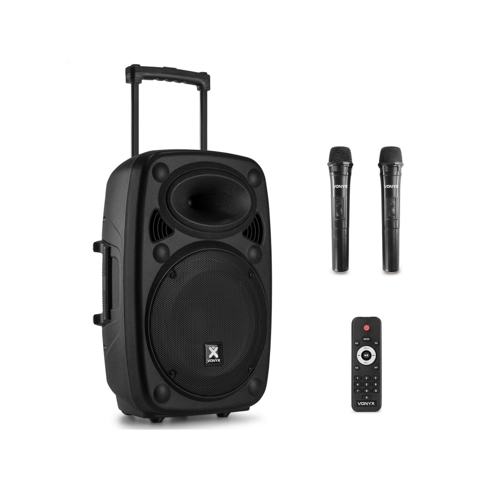 Vonyx Verve38 800W (12") aktív hordozható akkumulátoros hangfal (2mik + Bluetooth + MP3)