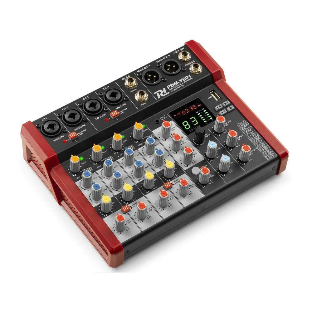 Power Dynamics PDM-Y601 6 csatornás stúdió/zenekari keverő, Bluetooth, MP3