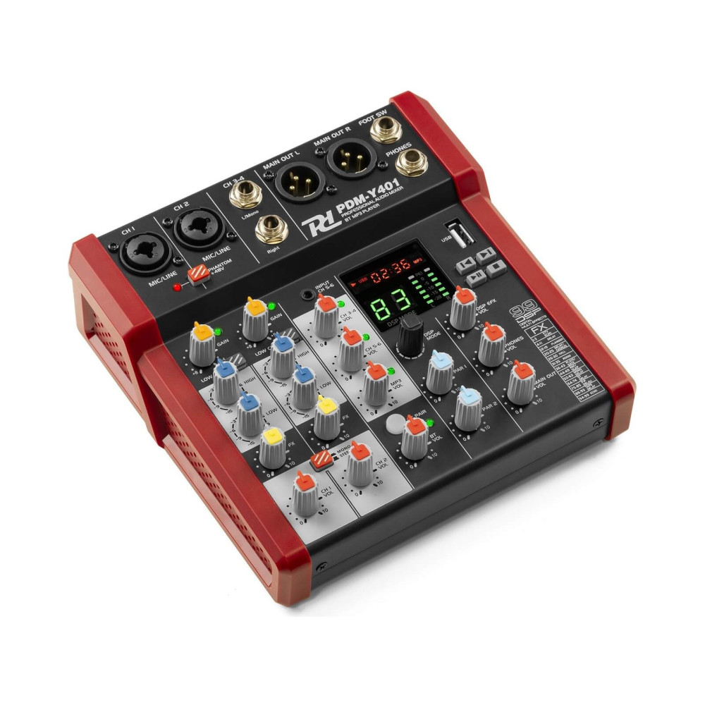 Power Dynamics PDM-Y401 4 csatornás stúdió/zenekari keverő, Bluetooth, MP3