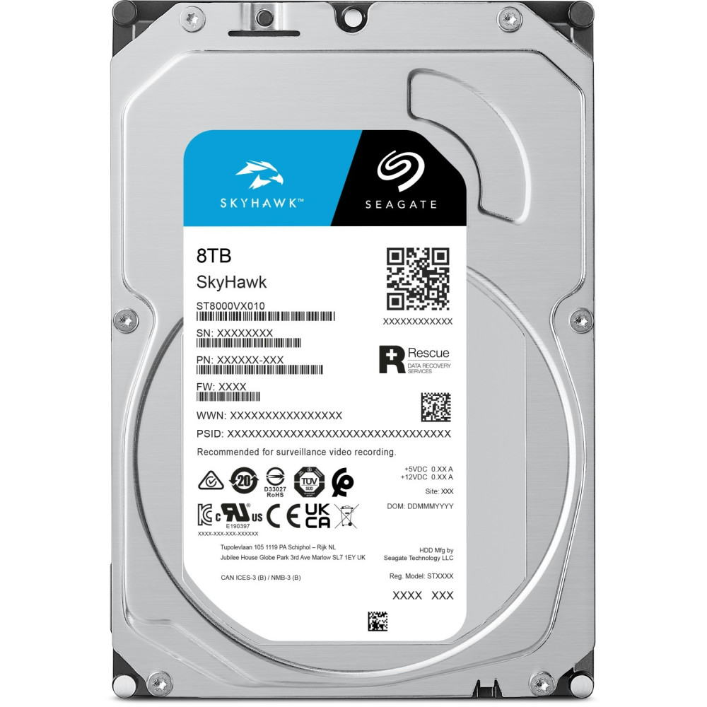 HDD3- 8TB Seagate 7200 256MB SATA3 HDD SkyHawk Surveillance ST8000VX010