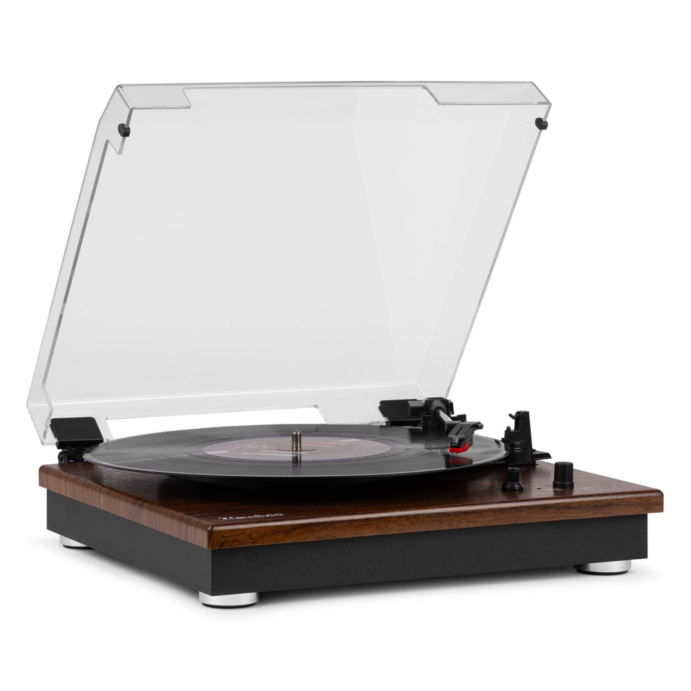Audizio RP112D Retro lemezjátszó Bluetooth hangszórókkal - SÖTÉT FA