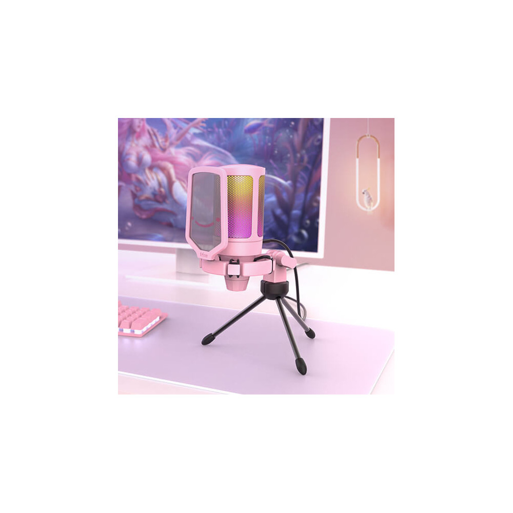 Fifine A6VP Podcast, Youtuber, Gamer, TikTok mikrofon [USB-C](rózsaszín)