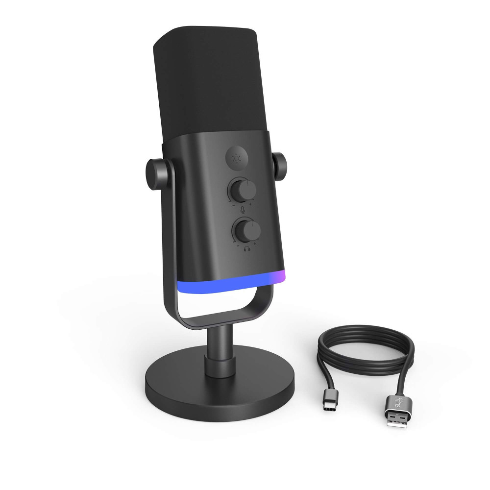 Fifine AM8 Podcast, Youtuber, Gamer, TikTok stúdiómikrofon + Állvány [USB-C/XLR](fekete)