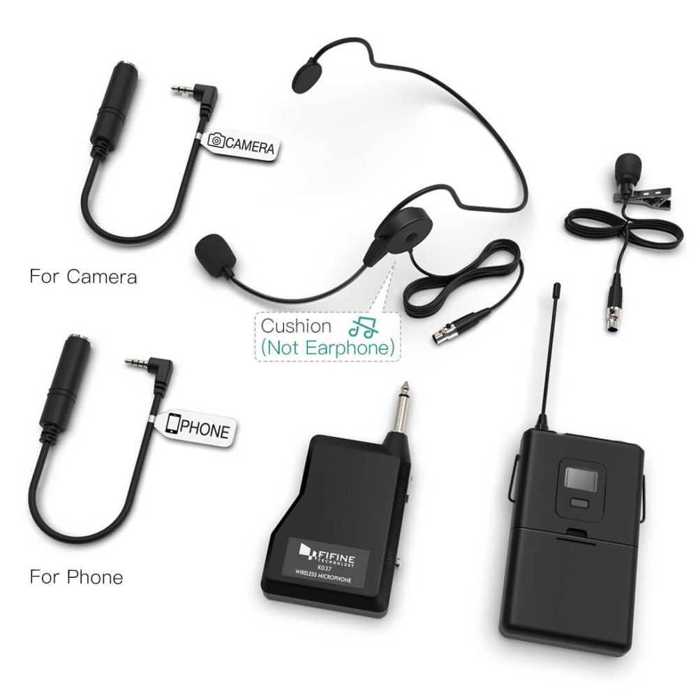 Fifine K031B Vezeték nélküli fej- és csíptetős mikrofon szett [USB-A]