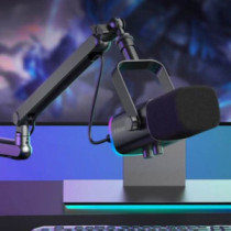 Fifine TAM8 Podcast, Youtuber, Gamer, TikTok mikrofon + Karos állvány [USB-C / XLR](fekete)