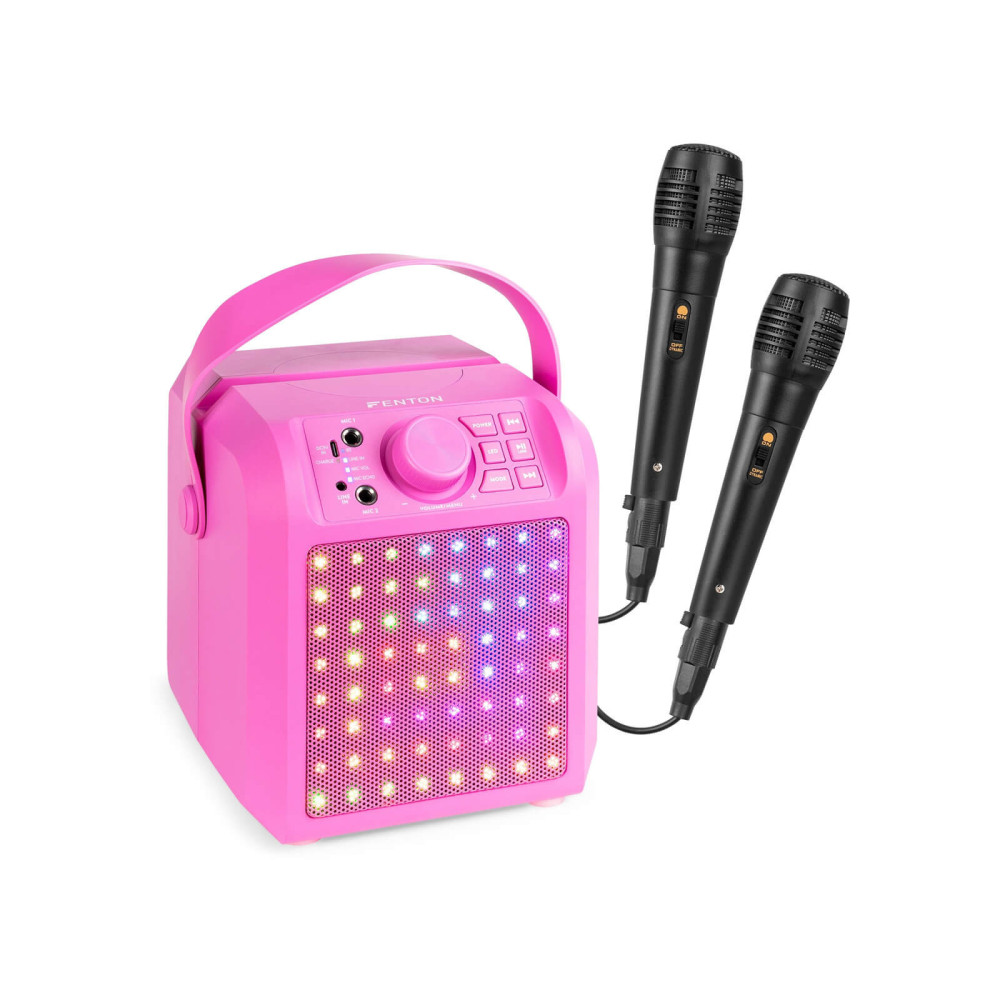 Fenton KAR50P Karaoke hangfal, LED fényeffekt, rózsaszín, 50W