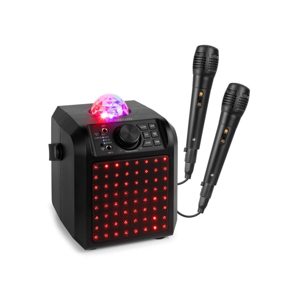 Fenton KAR55B Karaoke hangfal, LED Jellyball, fekete, 50W