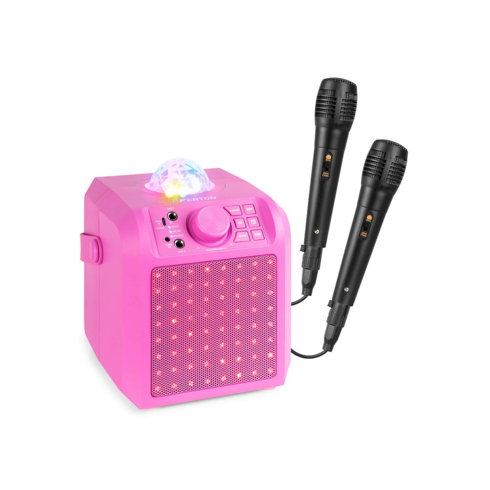 Fenton KAR55P Karaoke hangfal, LED Jellyball, rózsaszín, 50W
