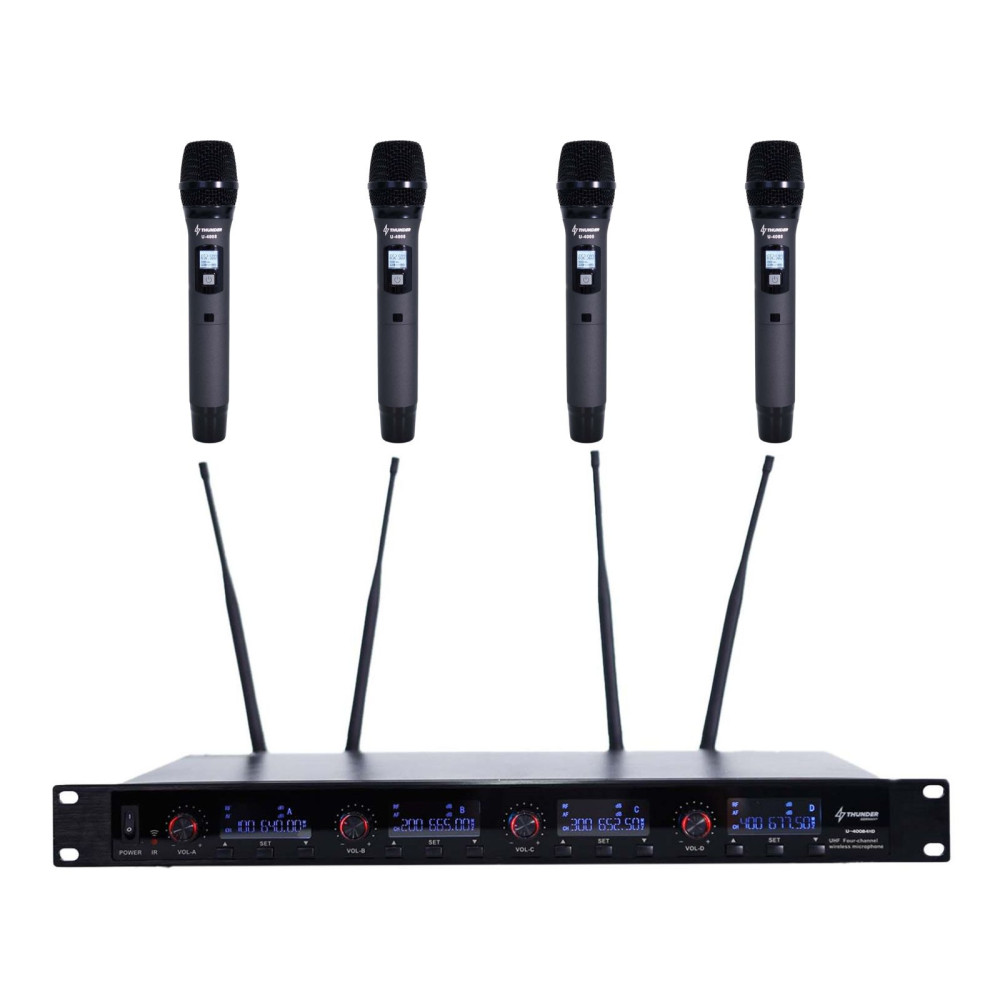 Thunder U-4008 4ND UHF rádiós mikrofon (4 db KÉZI mikrofon) + Koffer