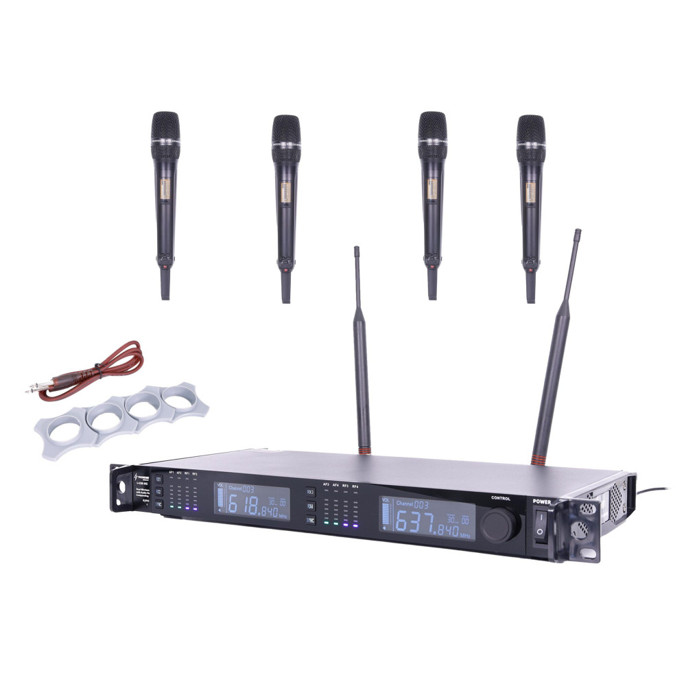 Thunder U-4308 4ND UHF professzionális rádiós mikrofon (4 db KÉZI mikrofon) + Koffer