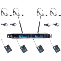 Thunder U-4308 4HT UHF professzionális rádiós mikrofon (4 db CSÍPTETŐS + 4 db FEJ mikrofon) + Koffer