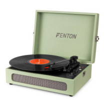 Fenton RP118C Bakelit lemezjátszó bőrönd kialakításban, beépített hangszóróval (Bluetooth) - Zöld
