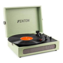 Fenton RP118C Bakelit lemezjátszó bőrönd kialakításban, beépített hangszóróval (Bluetooth) - Zöld