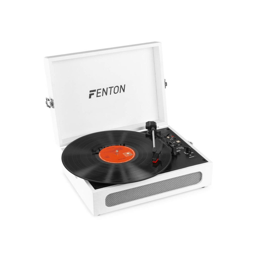 Fenton RP118F Bakelit lemezjátszó bőrönd kialakításban, beépített hangszóróval (Bluetooth) - Fehér