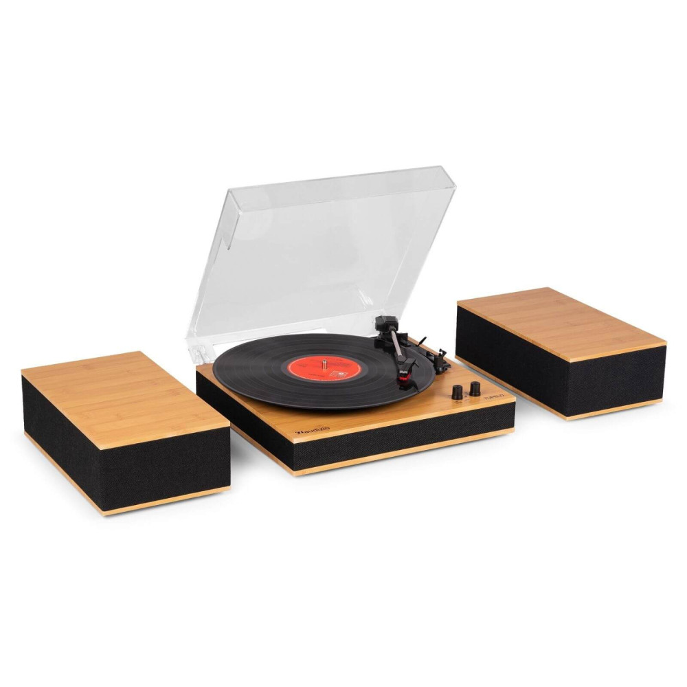 Audizio Tupelo Bakelit lemezjátszó szett + 2 db hangfal, Bluetooth - Bambusz