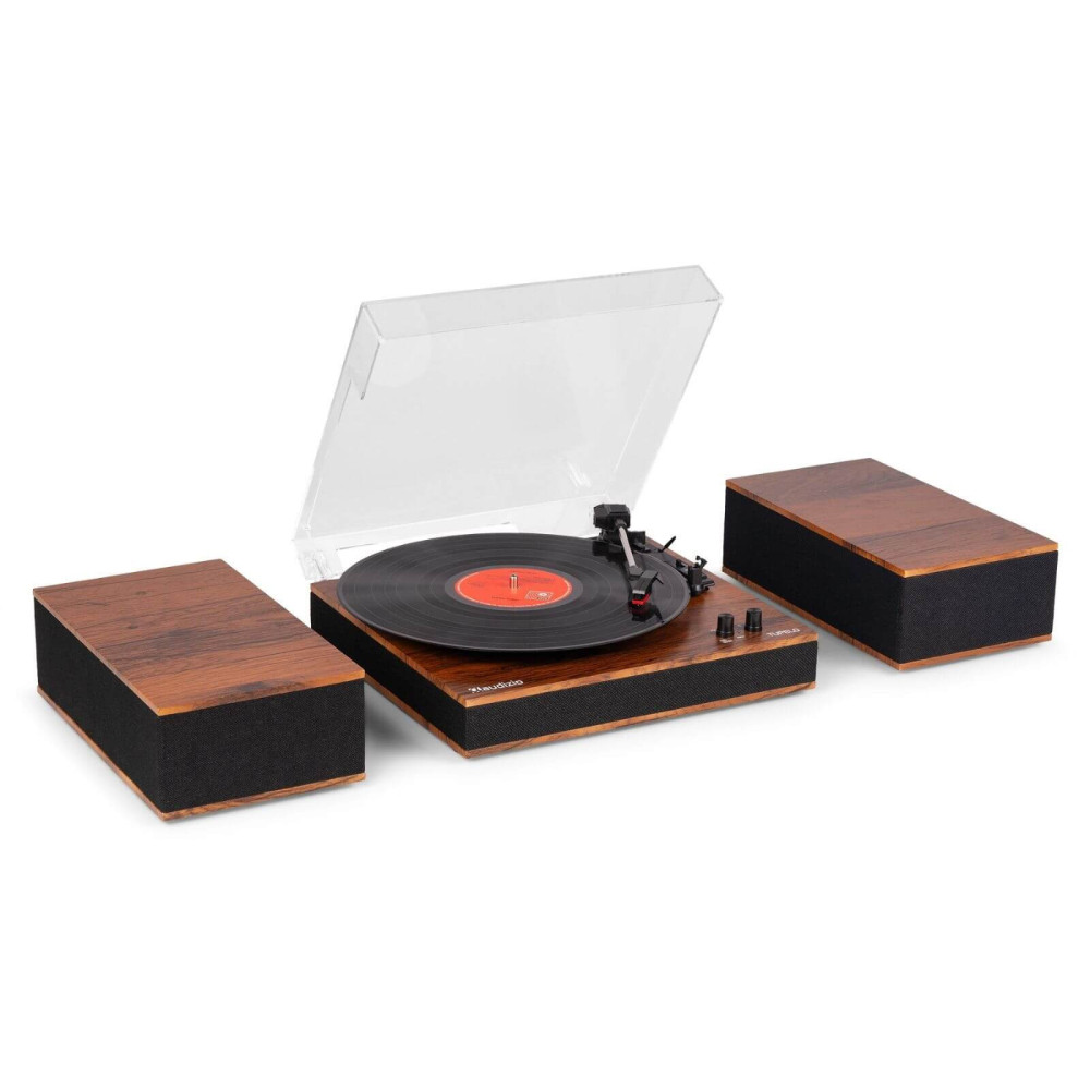 Audizio Tupelo Bakelit lemezjátszó szett + 2 db hangfal, Bluetooth - Fa