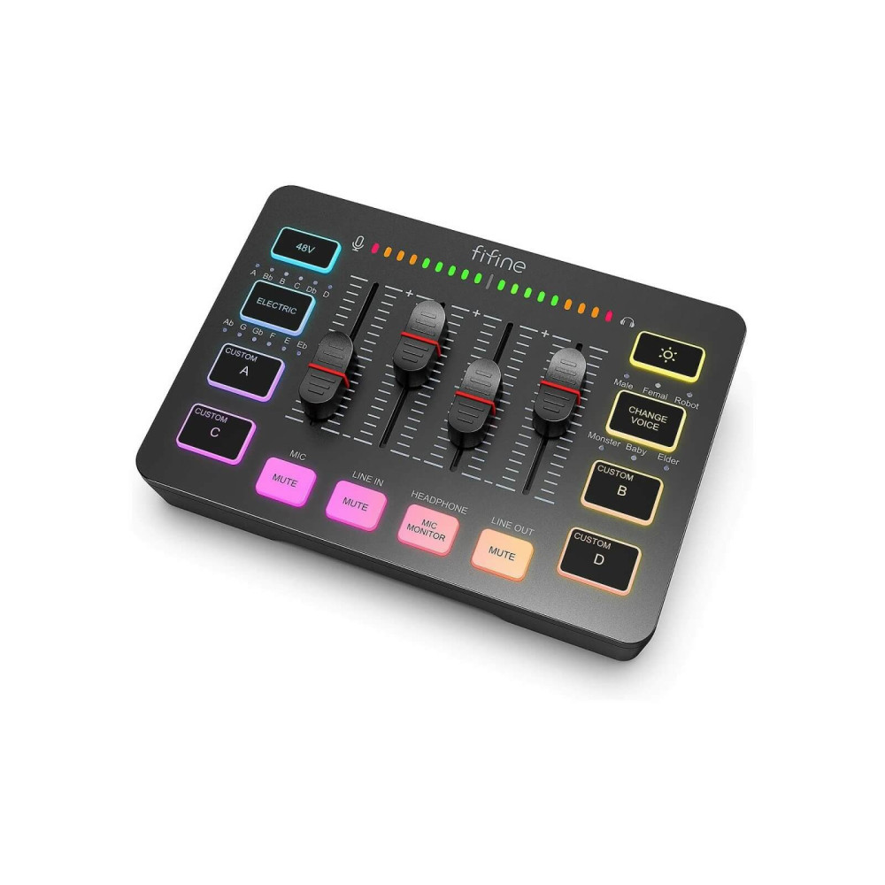 Fifine AmpliSound SC3 Külső hangkártya, audió interfész, keverő + EFFEKT (fekete)