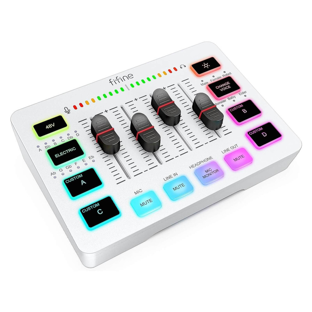 Fifine AmpliSound SC3W Külső hangkártya, audió interfész, keverő + EFFEKT (fehér)