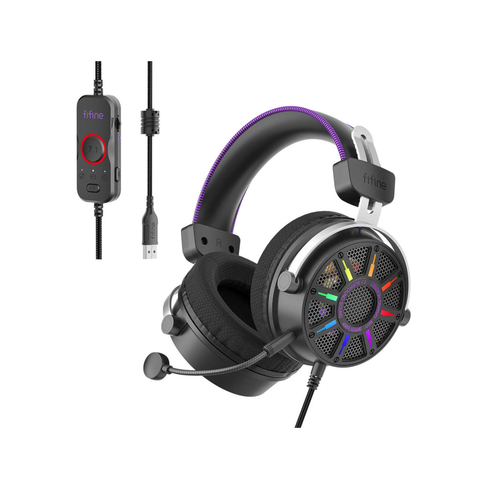 Fifine H19 Professzionális stúdió/gamer 7.1 fejhallgató + mikrofon [USB-A](fekete)