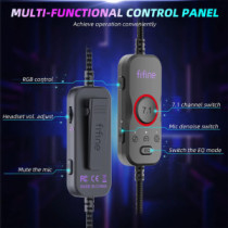 Fifine H19 Professzionális stúdió/gamer 7.1 fejhallgató + mikrofon [USB-A](fekete)