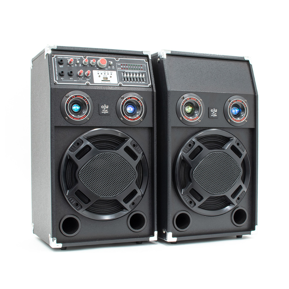 ReVoLuTioN DPX-10-LED 2x600W (10") aktív karaoke hangfal (MP3 + Bluetooth)