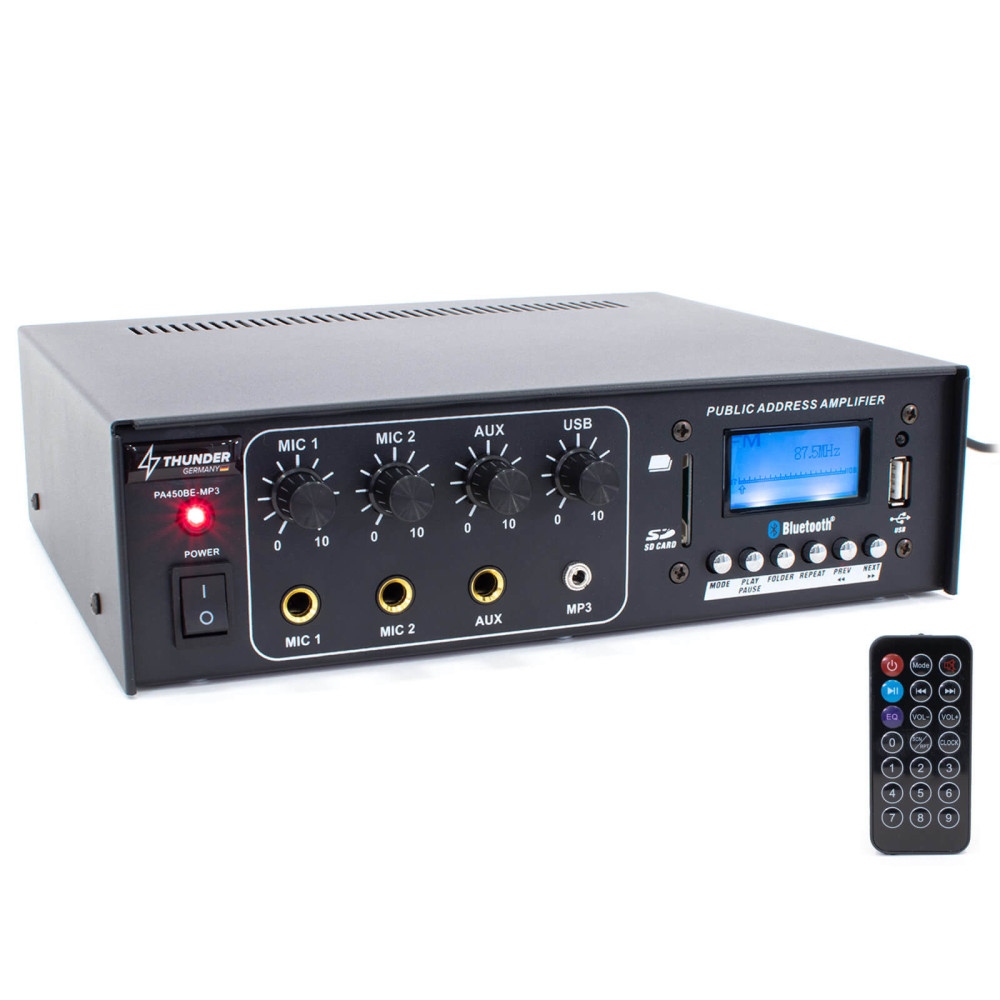 Thunder A450 4 csatornás / 1 zónás 100V ERŐSÍTŐ (45W) + Bluetooth + FM